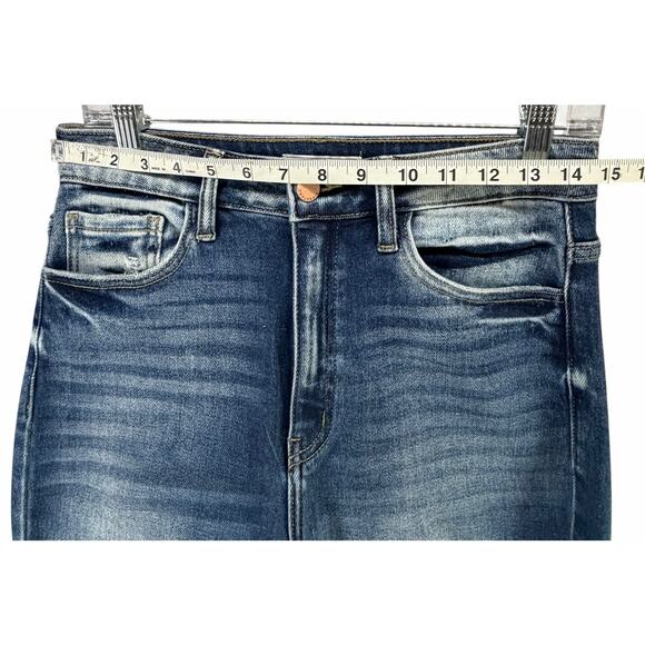 KanCan Kurvy Ultra High Ankle Jean Womens 28 Blue Split Frayed Hem Distressed - Picture 8 of 16